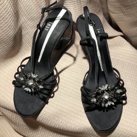Impo Shoes - Impo black rhinestone open toe slingbk dress heel